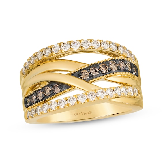 Le Vian Diamond Crossover Multi-Row Ring 7/8 ct tw 14K Honey Gold