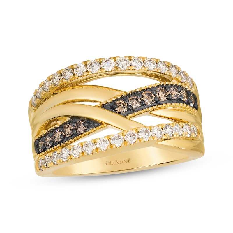 Main Image 1 of Le Vian Diamond Crossover Multi-Row Ring 7/8 ct tw 14K Honey Gold
