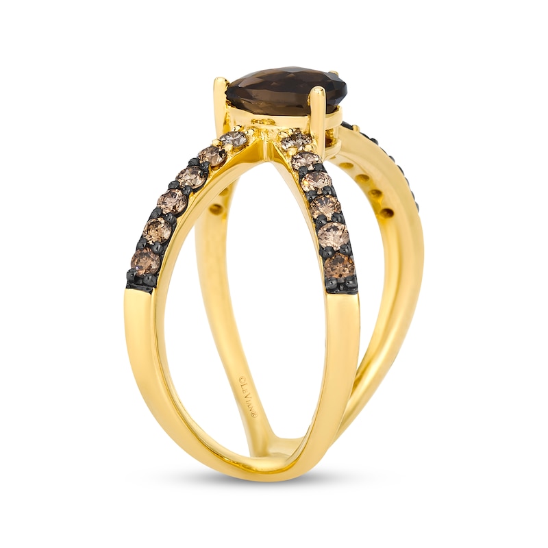 Main Image 2 of Le Vian Kiss Collection Chocolate Quartz "X" Crossover Ring 1/2 ct tw Diamonds 14K Honey Gold