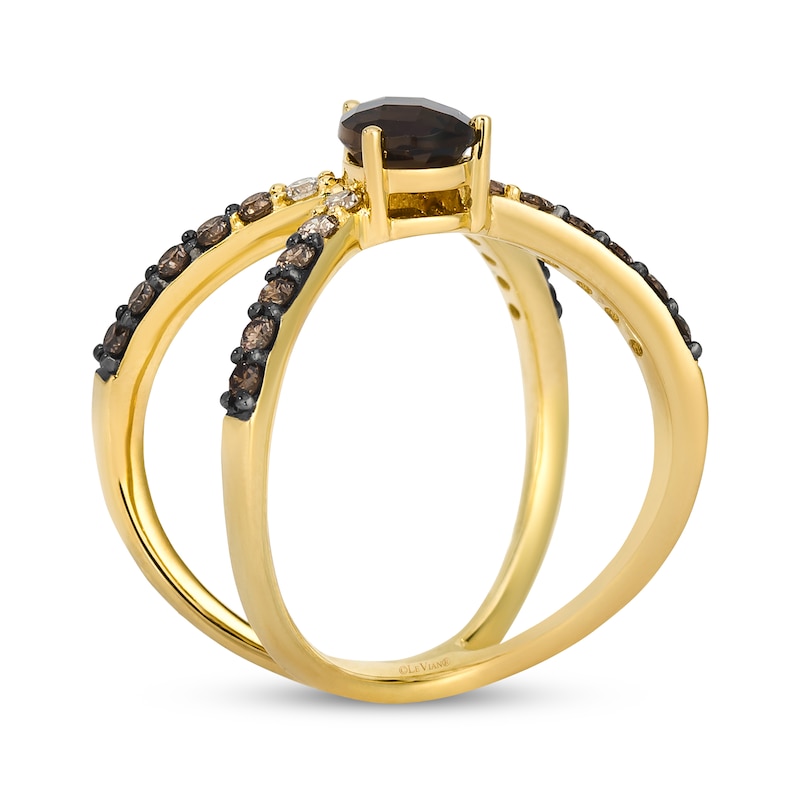 Main Image 3 of Le Vian Kiss Collection Chocolate Quartz "X" Crossover Ring 1/2 ct tw Diamonds 14K Honey Gold