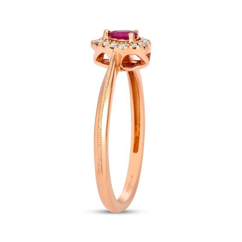 Main Image 2 of Le Vian Pear-Shaped Ruby Ring 1/15 ct tw Diamonds 14K Strawberry Gold