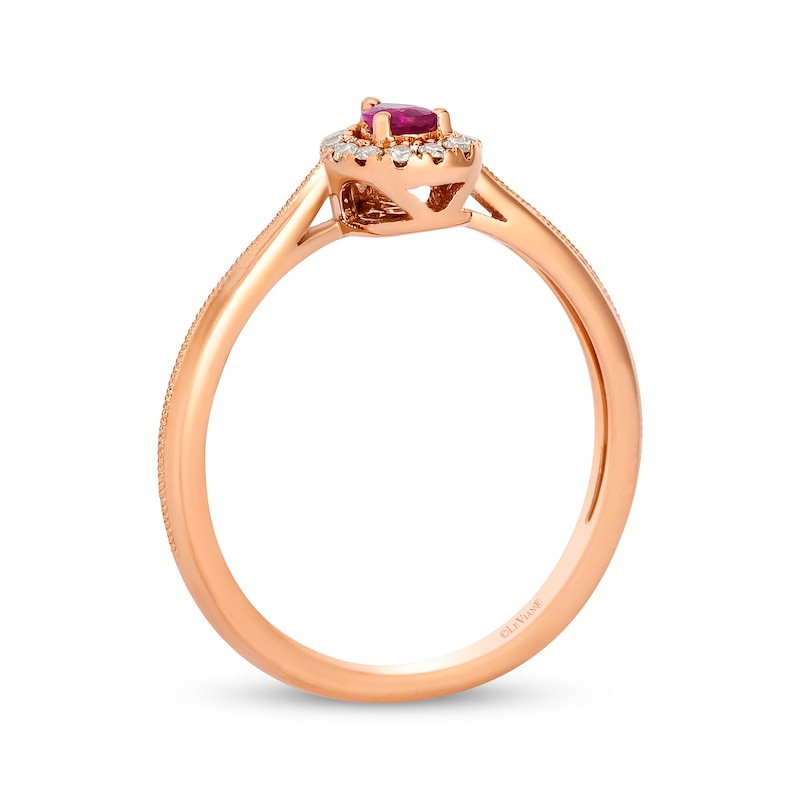 Main Image 3 of Le Vian Pear-Shaped Ruby Ring 1/15 ct tw Diamonds 14K Strawberry Gold