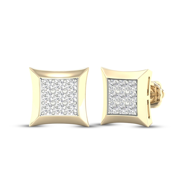 Main Image 1 of STUDIO BY KAY Men's Lab-Grown Diamond Rhombus Stud Earrings 1/2 ct tw 24K Yellow Gold Vermeil Sterling Silver
