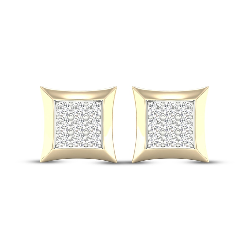 Main Image 2 of STUDIO BY KAY Men's Lab-Grown Diamond Rhombus Stud Earrings 1/2 ct tw 24K Yellow Gold Vermeil Sterling Silver