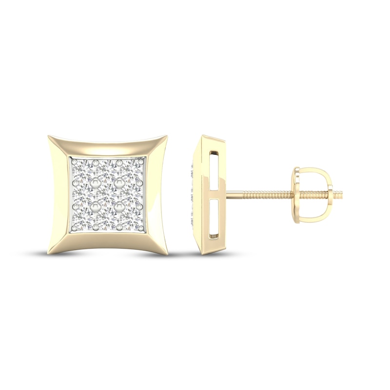 Main Image 3 of STUDIO BY KAY Men's Lab-Grown Diamond Rhombus Stud Earrings 1/2 ct tw 24K Yellow Gold Vermeil Sterling Silver