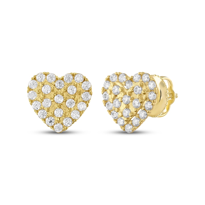 Main Image 1 of Children's Cubic Zirconia Heart Stud Earrings 14K Yellow Gold
