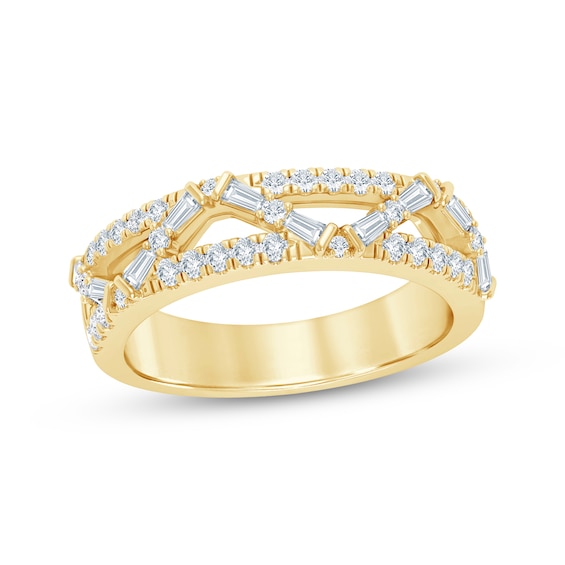 KAY Bow Collection Baguette & Round-Cut Lab-Grown Diamond Anniversary Ring 3/8 ct tw 14K Yellow Gold