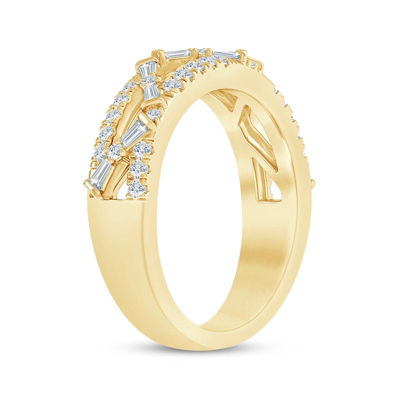 Main Image 2 of KAY Bow Collection Baguette & Round-Cut Lab-Grown Diamond Anniversary Ring 3/8 ct tw 14K Yellow Gold