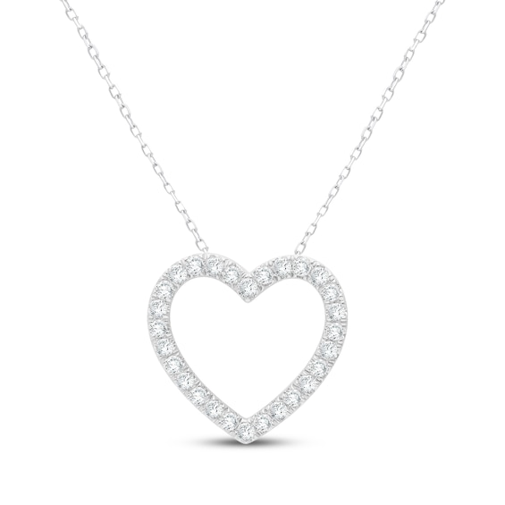 KAY Signature Collection Lab-Grown Diamond Heart Outline Necklace 1 ct tw 10K White Gold 18"