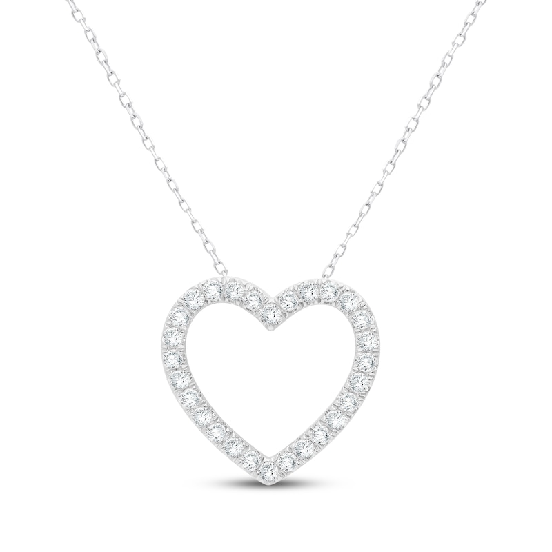 Main Image 1 of KAY Signature Collection Lab-Grown Diamond Heart Outline Necklace 1 ct tw 10K White Gold 18"