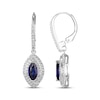 Thumbnail Image 3 of Marquise-Cut Blue Lab-Created Sapphire & White Lab-Created Sapphire Double Halo Drop Earrings Sterling Silver