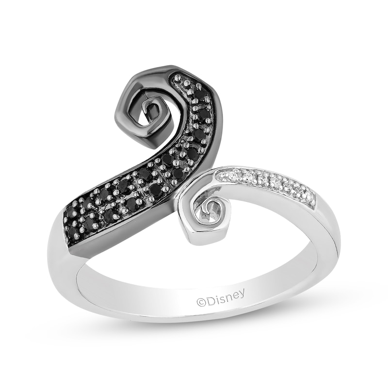 Main Image 1 of Disney Treasures The Nightmare Before Christmas Black & White Diamond Spiral Ring 1/8 ct tw Sterling Silver