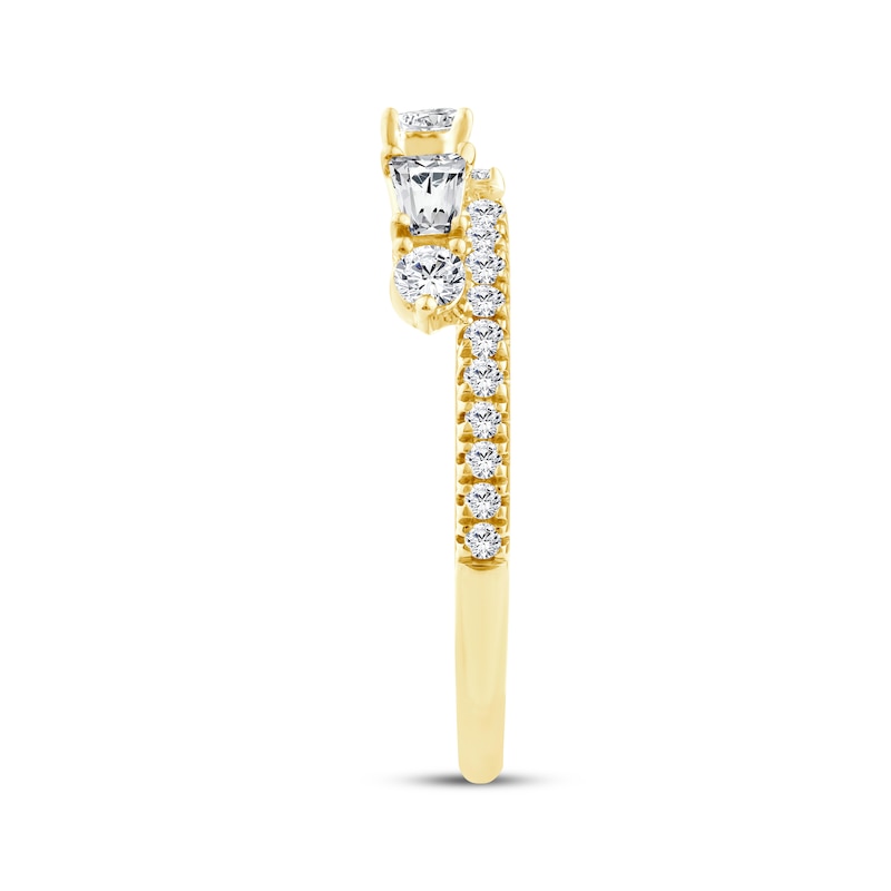 Main Image 2 of Now + Forever Lab-Grown Diamonds Baguette & Round-Cut Enhancer Ring 1/2 ct tw 14K Yellow Gold