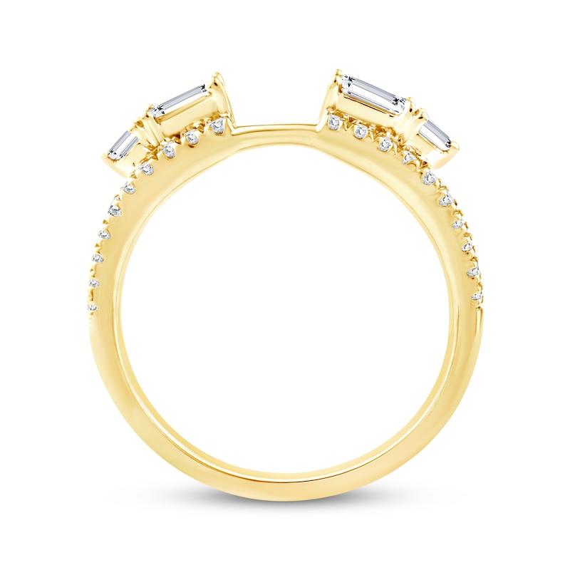 Main Image 3 of Now + Forever Lab-Grown Diamonds Baguette & Round-Cut Enhancer Ring 1/2 ct tw 14K Yellow Gold