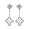 Thumbnail Image 2 of STUDIO BY KAY Clover-Shaped Mother-of-Pearl & White Lab-Created Chain Dangle Earrings Sterling Silver