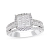 Thumbnail Image 1 of Now + Forever Princess-Cut Multi-Diamond Halo Engagement Ring 1-1/4 ct tw 14K White Gold