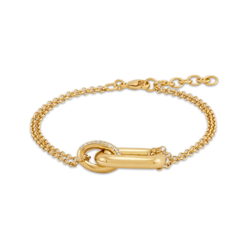 Main Image 3 of STUDIO BY KAY Lab-Grown Diamond Link Bracelet 1/5 ct tw 24K Yellow Gold Vermeil Sterling Silver 7.5"