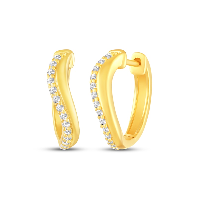 Main Image 1 of STUDIO BY KAY Lab-Grown Diamond Curve Hoop Earrings 1/6 ct tw 24K Yellow Gold Vermeil Sterling Silver