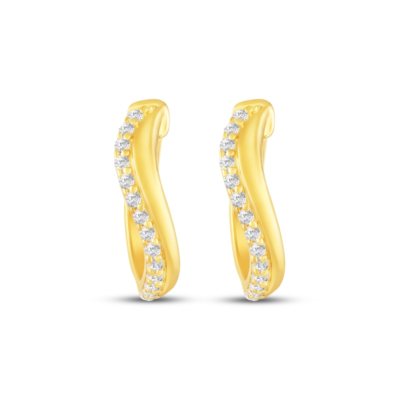 Main Image 2 of STUDIO BY KAY Lab-Grown Diamond Curve Hoop Earrings 1/6 ct tw 24K Yellow Gold Vermeil Sterling Silver