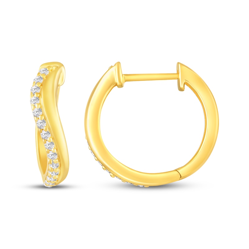 Main Image 3 of STUDIO BY KAY Lab-Grown Diamond Curve Hoop Earrings 1/6 ct tw 24K Yellow Gold Vermeil Sterling Silver