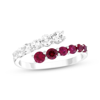 Lab-Created Ruby & White Lab-Created Sapphire Deconstructed Ring Sterling Silver