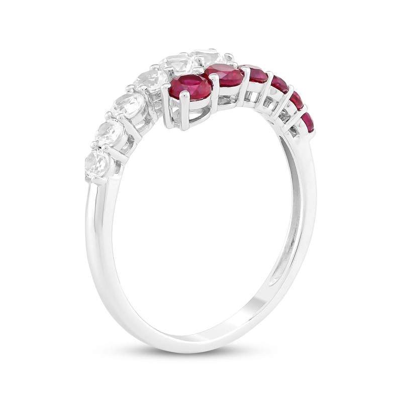 Main Image 2 of Lab-Created Ruby & White Lab-Created Sapphire Deconstructed Ring Sterling Silver