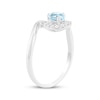 Thumbnail Image 2 of Pear-Shaped Aquamarine & White Lab-Created Sapphire Wave Ring Sterling Silver