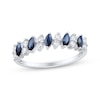 Thumbnail Image 1 of Now + Forever Marquise-Cut Natural Blue Sapphire & Round-Cut Diamond Anniversary Ring 1/5 ct tw 10K White Gold