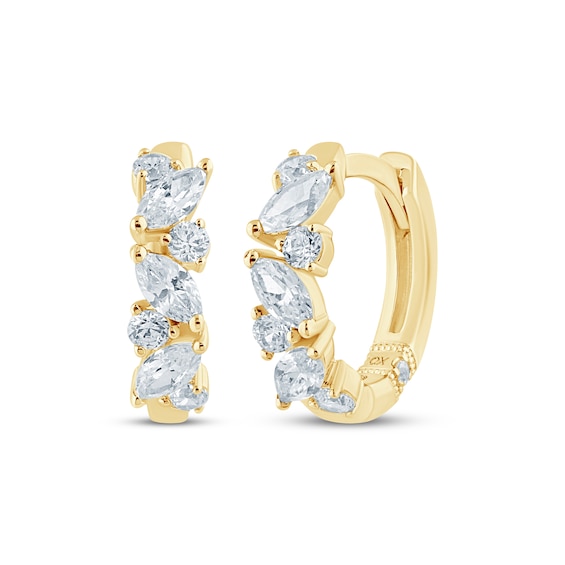 Monique Lhuillier Bliss Marquise & Round-Cut Lab-Grown Diamond Hoop Earrings 1/2 ct tw 24K Yellow Gold Vermeil Sterling Silver