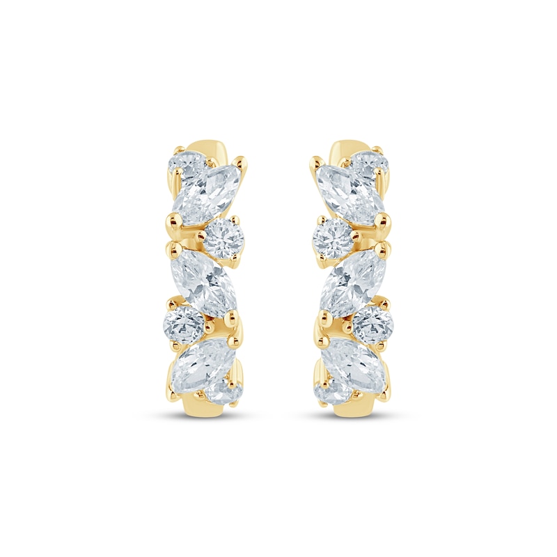 Main Image 2 of Monique Lhuillier Bliss Marquise & Round-Cut Lab-Grown Diamond Hoop Earrings 1/2 ct tw 24K Yellow Gold Vermeil Sterling Silver