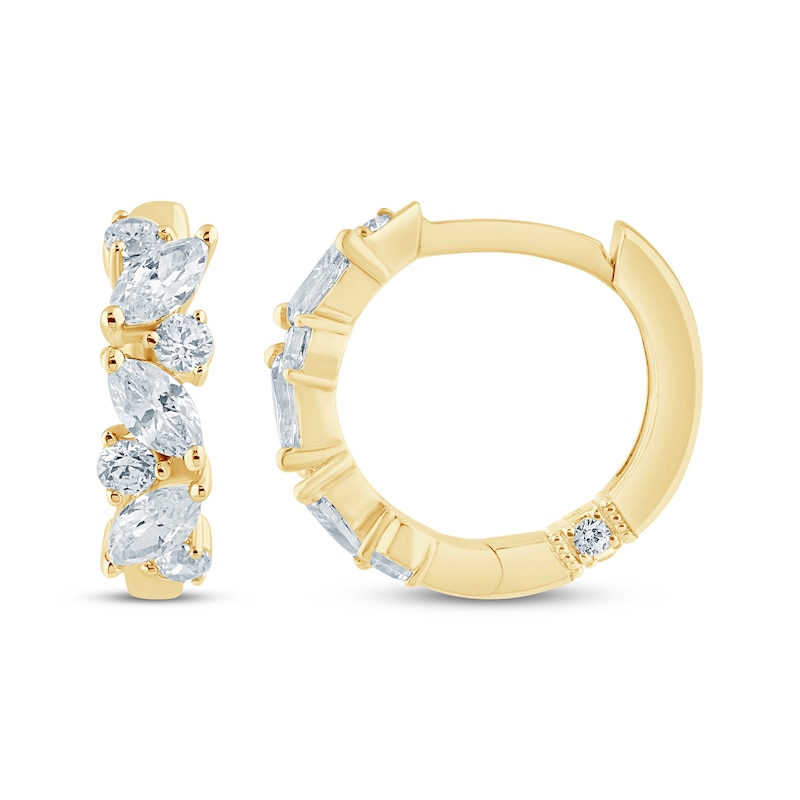 Main Image 3 of Monique Lhuillier Bliss Marquise & Round-Cut Lab-Grown Diamond Hoop Earrings 1/2 ct tw 24K Yellow Gold Vermeil Sterling Silver