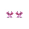 Thumbnail Image 2 of Pear-Shaped & Round-Cut Pink Lab-Created Sapphire Butterfly Stud Earrings Sterling Silver