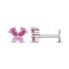 Thumbnail Image 3 of Pear-Shaped & Round-Cut Pink Lab-Created Sapphire Butterfly Stud Earrings Sterling Silver