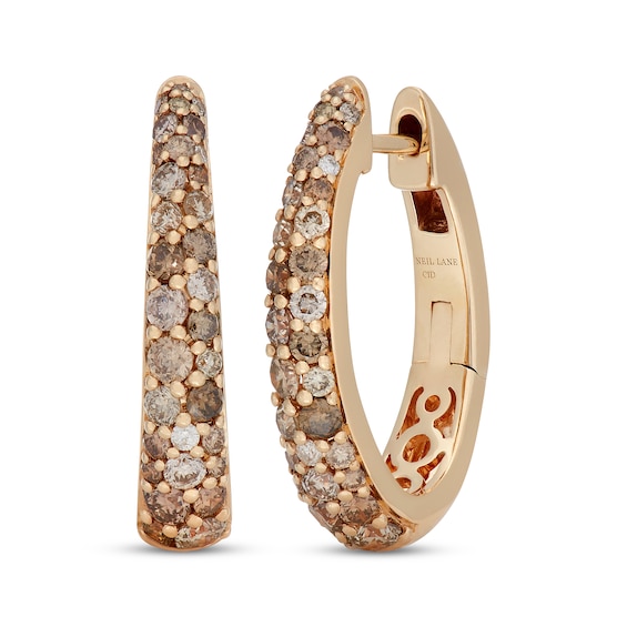 Neil Lane Desert Diamonds Scatter Hoop Earrings 1 ct tw 10K Yellow Gold