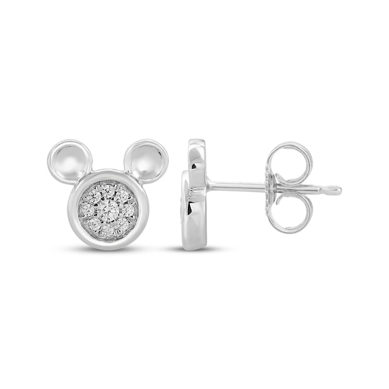 Disney Treasures Mickey Mouse Diamond Pavé Stud Earrings 1/10 ct tw Sterling Silver