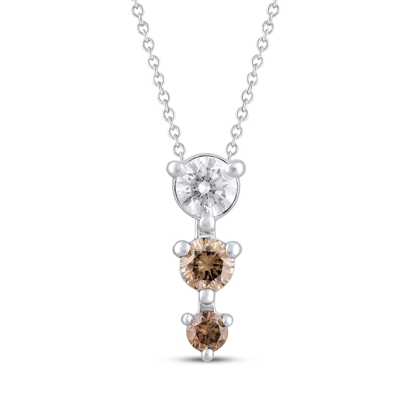 Main Image 1 of Desert Diamonds Three-Stone Graduated Drop Necklace 1/5 ct tw Sterling Silver 18"
