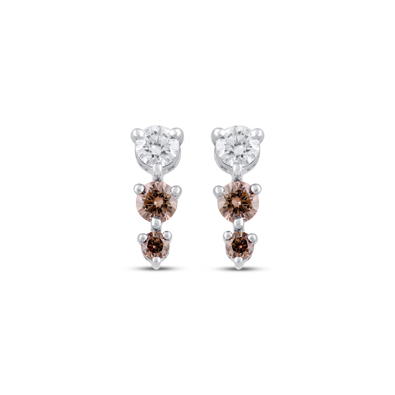 Main Image 2 of Desert Diamonds Three-Stone Graduated Drop Earrings 1/3 ct tw Sterling Silver