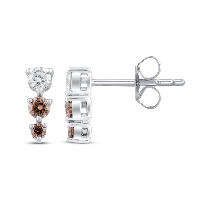 Main Image 3 of Desert Diamonds Three-Stone Graduated Drop Earrings 1/3 ct tw Sterling Silver