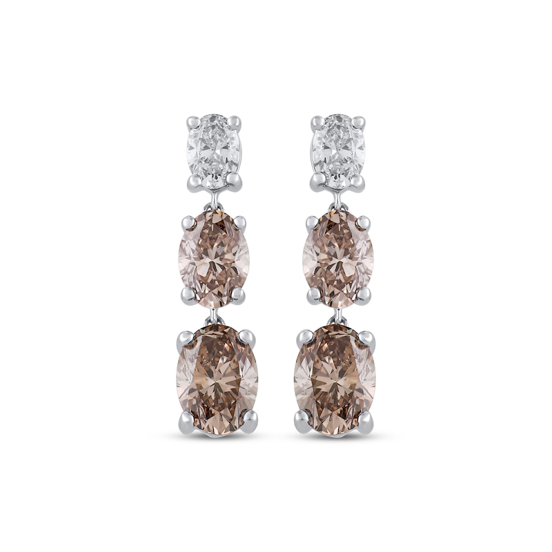 Main Image 2 of Desert Diamonds Oval-Cut Ombré Graduated Three-Stone Drop Earrings 2 ct tw 10K White Gold