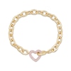 Thumbnail Image 1 of STUDIO BY KAY Pink Lab-Created Sapphire Heart Chain Bracelet 24K Yellow Gold Vermeil Sterling Silver 7.25"