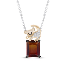 Disney Treasures The Lion King Simba Octagon-Cut Brown Quartz & Diamond Accent Necklace 24K Yellow Gold Vermeil Sterling Silver 18"