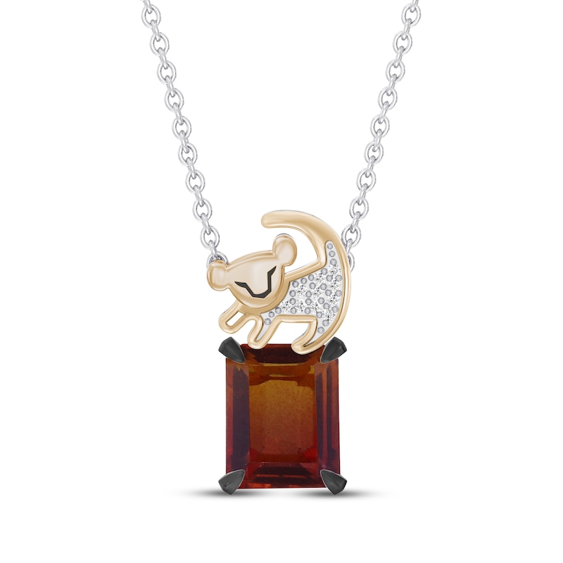 Main Image 1 of Disney Treasures The Lion King Simba Octagon-Cut Brown Quartz & Diamond Accent Necklace 24K Yellow Gold Vermeil Sterling Silver 18"