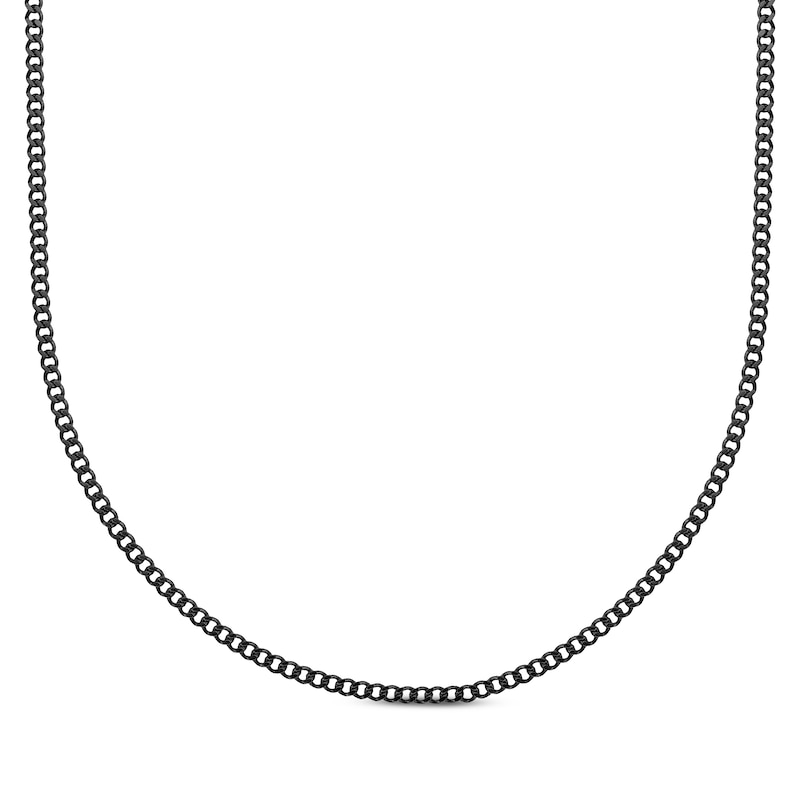 Main Image 1 of 2mm Curb Chain Necklace Black Ion-Plated Stainless Steel 26"