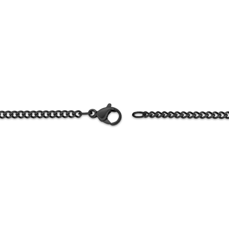 Main Image 3 of 2mm Curb Chain Necklace Black Ion-Plated Stainless Steel 26"