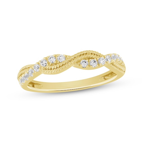 Now + Forever Diamond Rope-Twist Anniversary Ring 1/4 ct tw 10K Yellow Gold