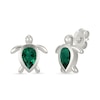 Thumbnail Image 1 of Pear-Shaped Lab-Created Emerald Turtle Stud Earrings Sterling Silver