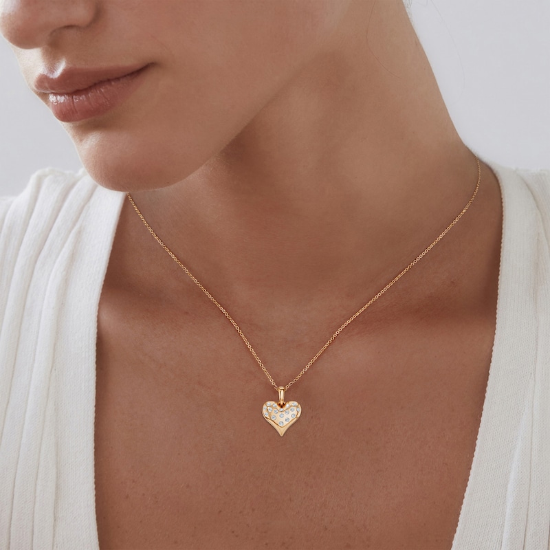 Main Image 6 of KAY Lab-Grown Diamonds Heart Necklace 1/10 ct tw 10K Yellow Gold 18"