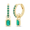 Thumbnail Image 1 of STUDIO BY KAY Emerald-Cut Lab-Created Emerald Hoop Drop Earrings 24K Yellow Gold Vermeil Sterling Silver