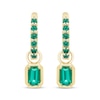 Thumbnail Image 2 of STUDIO BY KAY Emerald-Cut Lab-Created Emerald Hoop Drop Earrings 24K Yellow Gold Vermeil Sterling Silver
