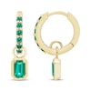 Thumbnail Image 3 of STUDIO BY KAY Emerald-Cut Lab-Created Emerald Hoop Drop Earrings 24K Yellow Gold Vermeil Sterling Silver